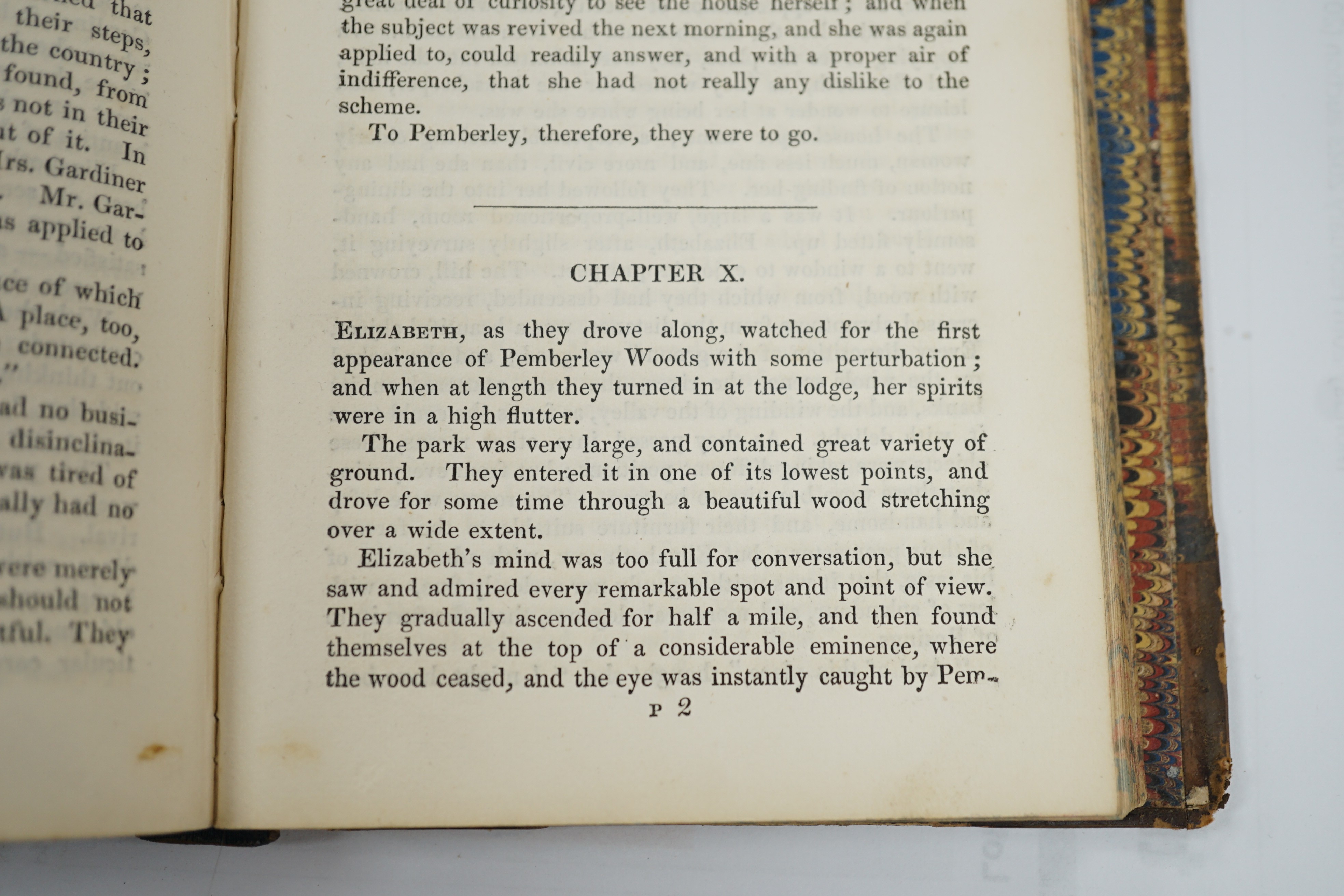 Austen, Jane - Pride and Prejudice. A Novel. First Collected Edition. pictorial engraved and printed titles, frontis; mid 19th century half calf and marbled boards, panelled spine with black label